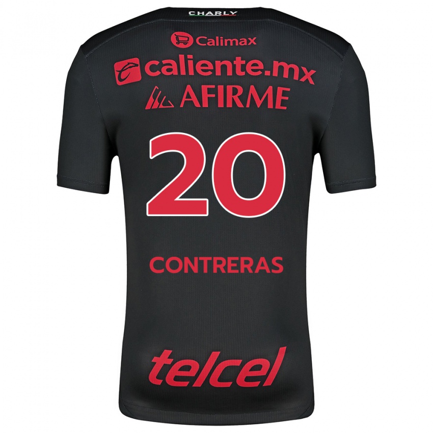 Niño Camiseta Francisco Contreras #20 Negro Rojo 1ª Equipación 2024/25 La Camisa México