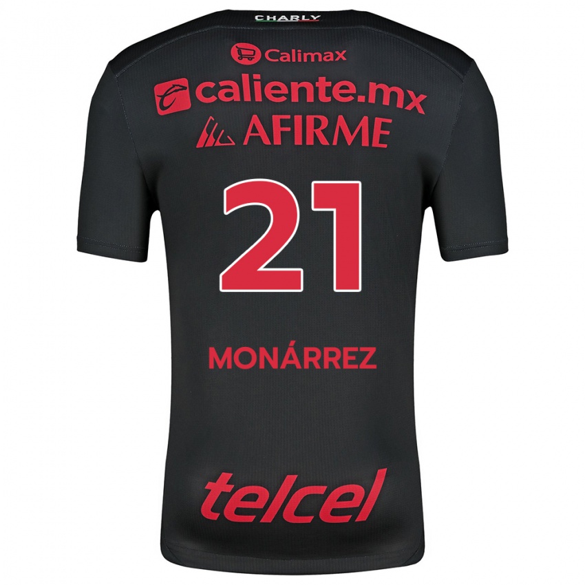 Niño Camiseta Fernando Monárrez #21 Negro Rojo 1ª Equipación 2024/25 La Camisa México