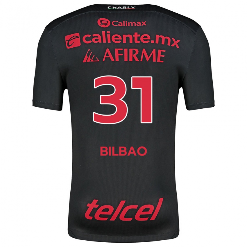 Niño Camiseta Unai Bilbao #31 Negro Rojo 1ª Equipación 2024/25 La Camisa México