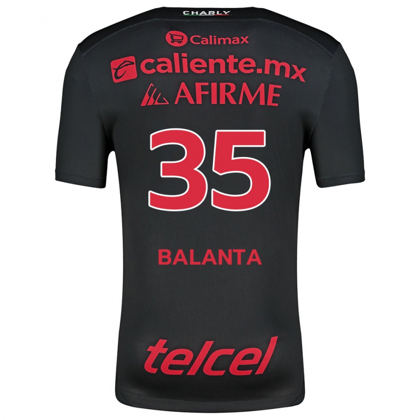 Niño Camiseta Kevin Balanta #35 Negro Rojo 1ª Equipación 2024/25 La Camisa México