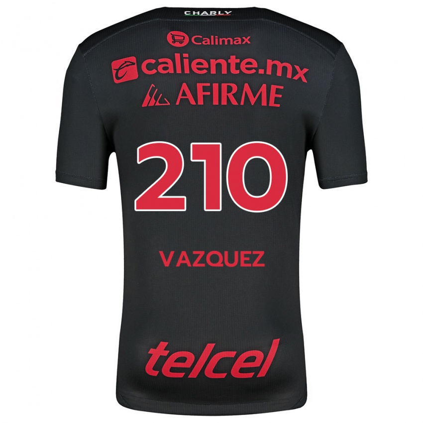 Niño Camiseta Daniel Vázquez #210 Negro Rojo 1ª Equipación 2024/25 La Camisa México