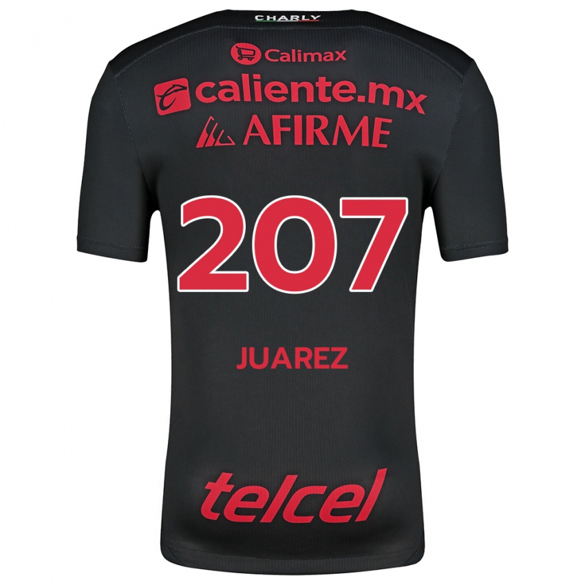 Niño Camiseta José Juárez #207 Negro Rojo 1ª Equipación 2024/25 La Camisa México