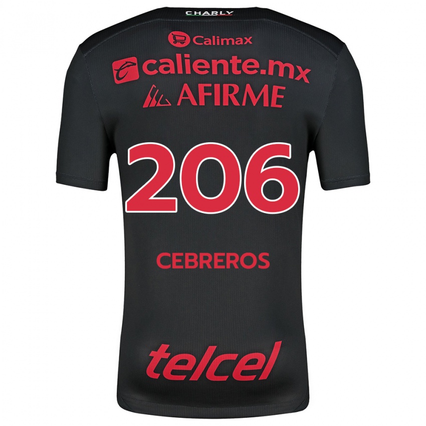 Niño Camiseta Luis Cebreros #206 Negro Rojo 1ª Equipación 2024/25 La Camisa México