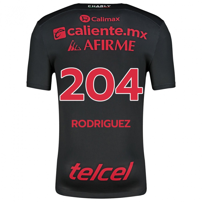 Niño Camiseta Jesús Rodríguez #204 Negro Rojo 1ª Equipación 2024/25 La Camisa México