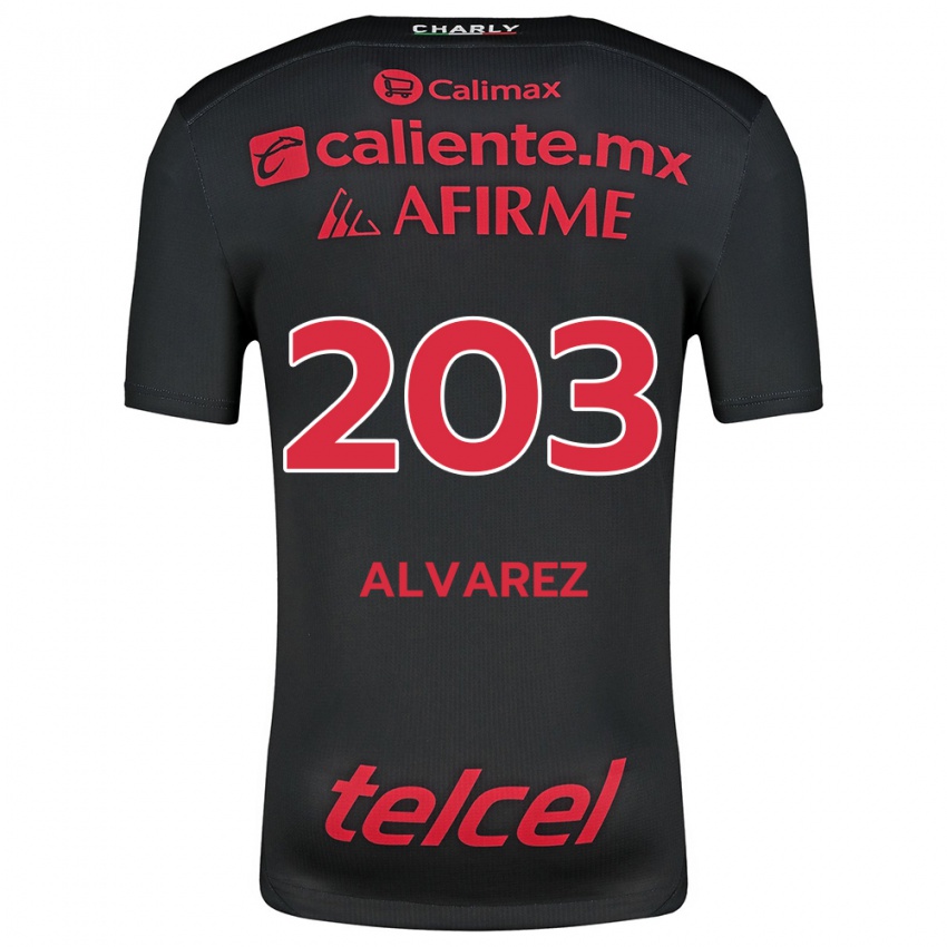 Niño Camiseta Jaime Álvarez #203 Negro Rojo 1ª Equipación 2024/25 La Camisa México