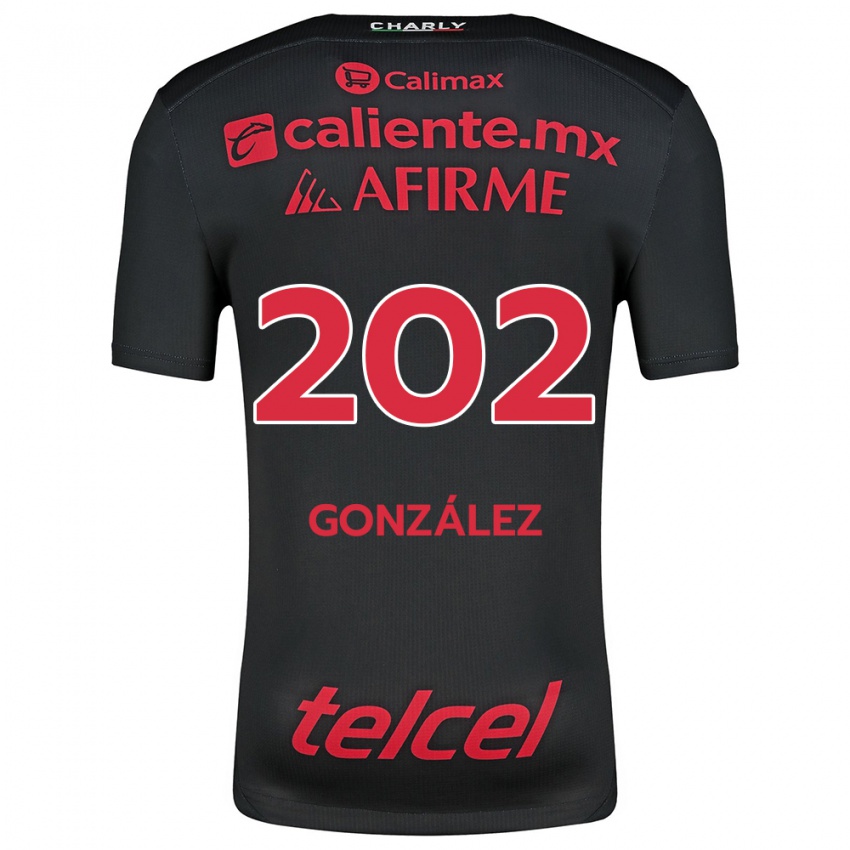 Niño Camiseta Joban González #202 Negro Rojo 1ª Equipación 2024/25 La Camisa México