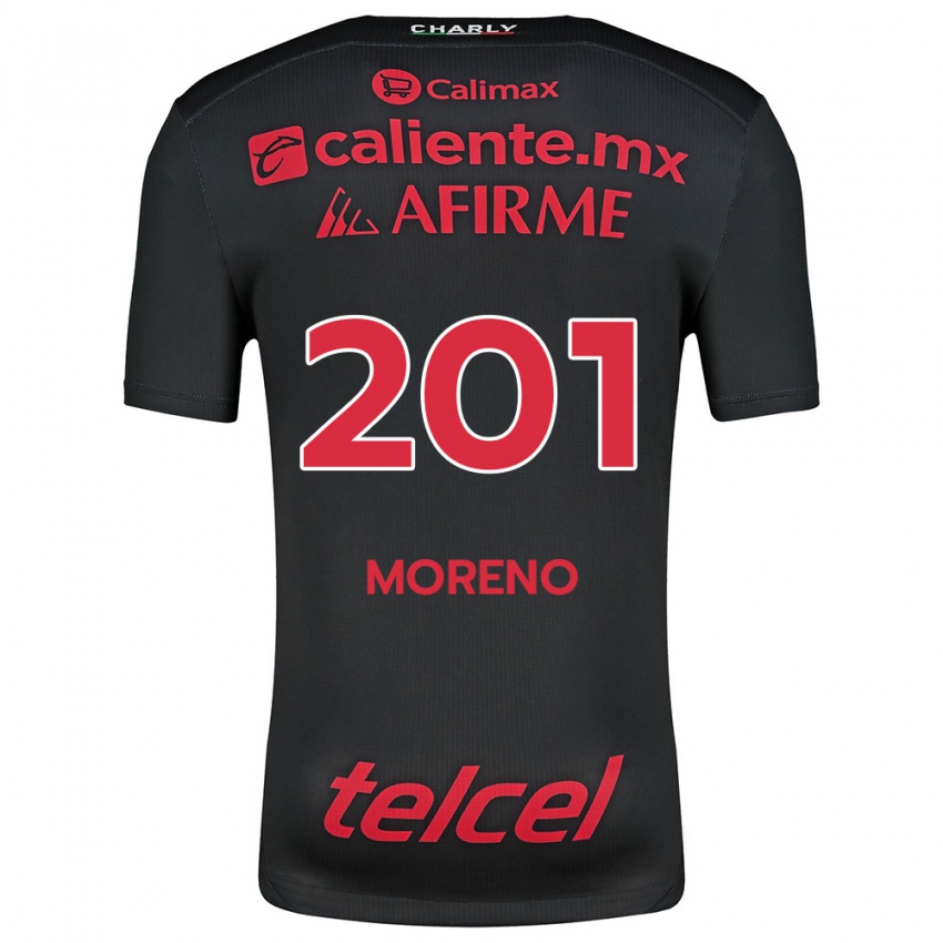 Niño Camiseta Jesús Moreno #201 Negro Rojo 1ª Equipación 2024/25 La Camisa México