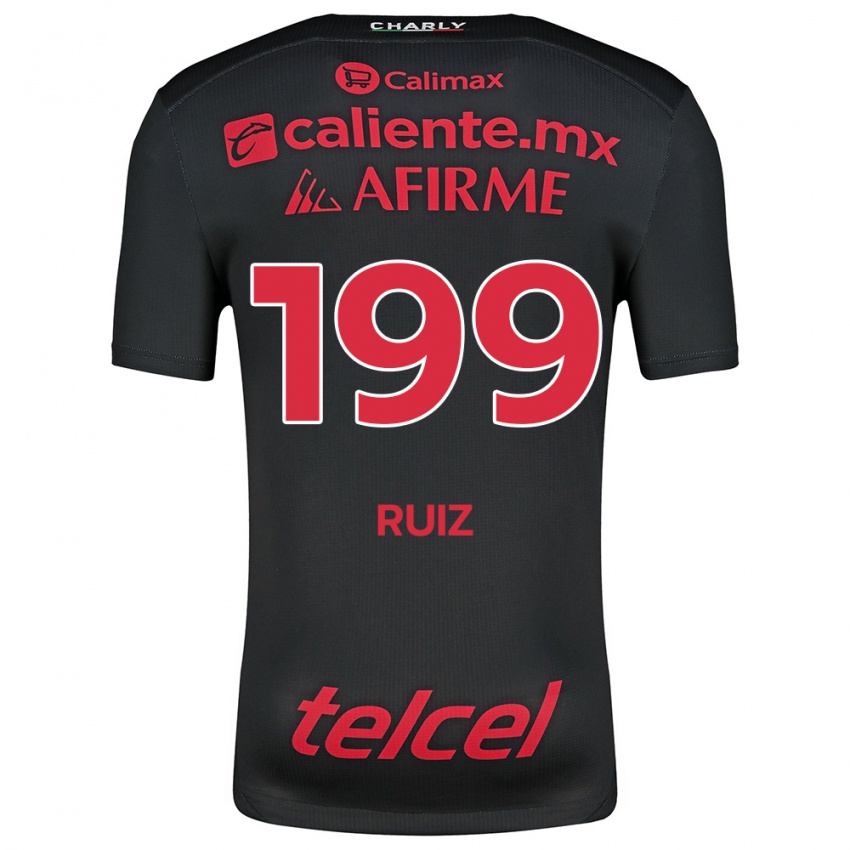 Niño Camiseta Emilio Ruiz #199 Negro Rojo 1ª Equipación 2024/25 La Camisa México