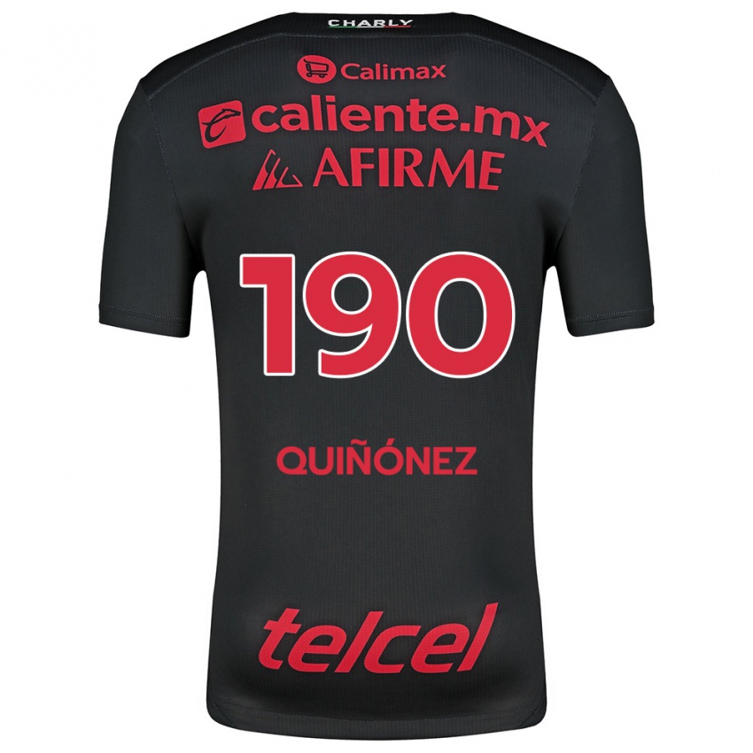 Niño Camiseta Martín Quiñónez #190 Negro Rojo 1ª Equipación 2024/25 La Camisa México