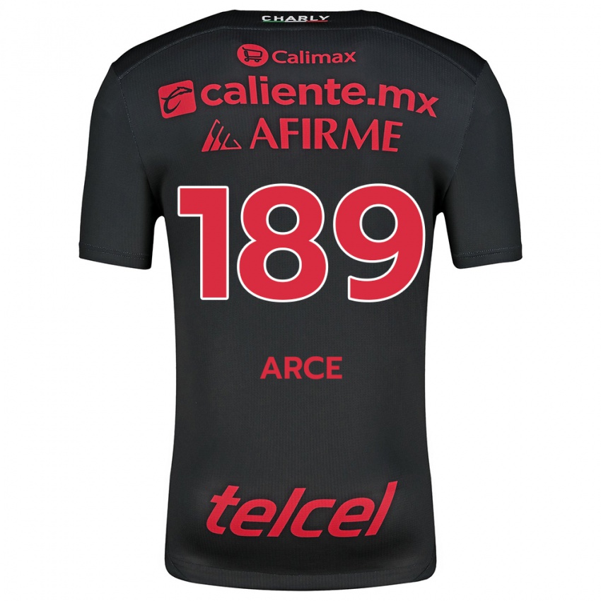 Niño Camiseta Diego Arce #189 Negro Rojo 1ª Equipación 2024/25 La Camisa México