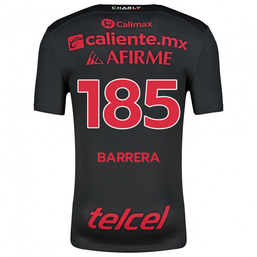 Niño Camiseta Geonathan Barrera #185 Negro Rojo 1ª Equipación 2024/25 La Camisa México