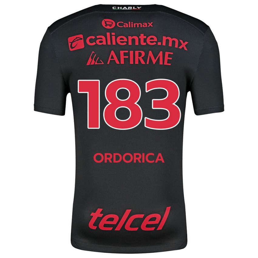 Niño Camiseta Brandon Ordorica #183 Negro Rojo 1ª Equipación 2024/25 La Camisa México