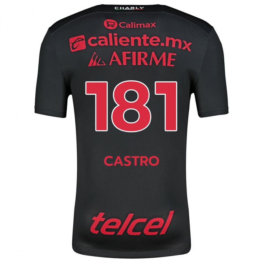 Niño Camiseta José Castro #181 Negro Rojo 1ª Equipación 2024/25 La Camisa México