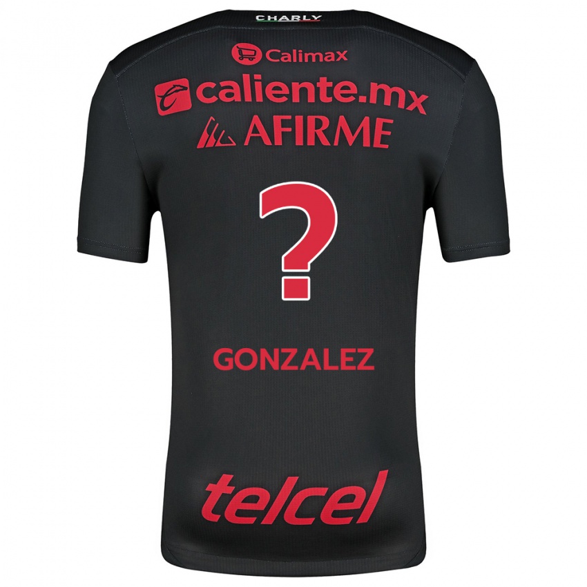 Niño Camiseta Óscar González #0 Negro Rojo 1ª Equipación 2024/25 La Camisa México