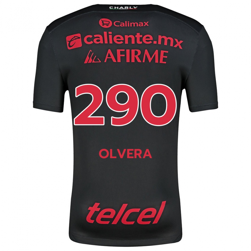 Niño Camiseta Ian Olvera #290 Negro Rojo 1ª Equipación 2024/25 La Camisa México