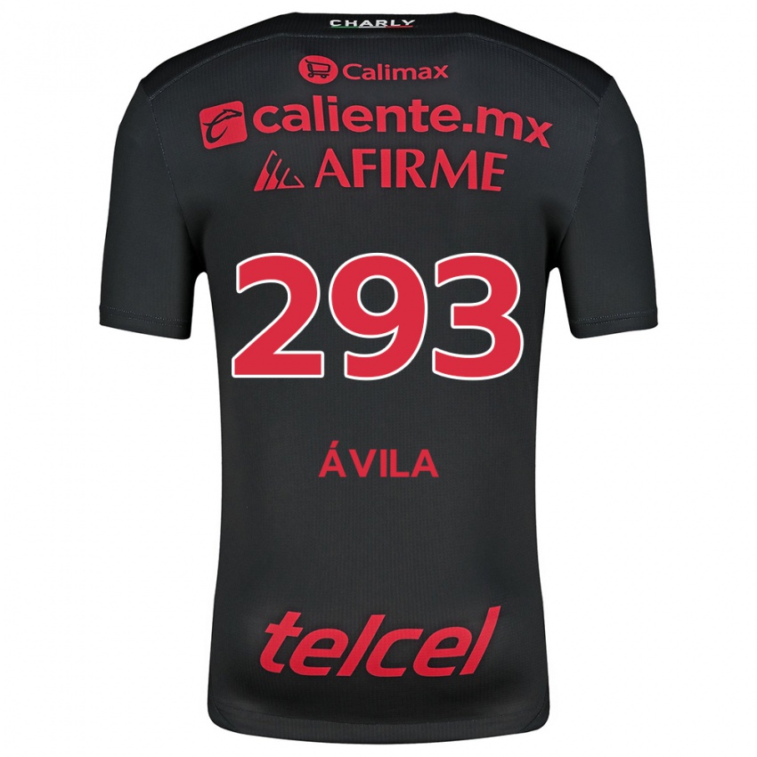 Niño Camiseta Daniel Ávila #293 Negro Rojo 1ª Equipación 2024/25 La Camisa México