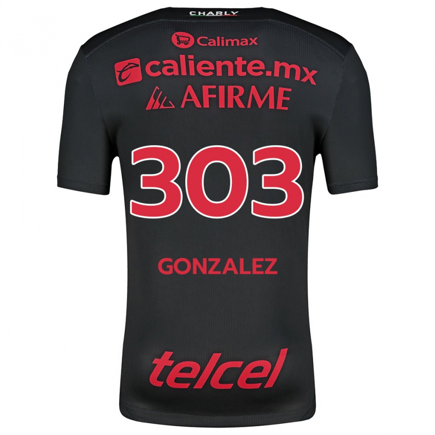 Niño Camiseta Osmar González #303 Negro Rojo 1ª Equipación 2024/25 La Camisa México