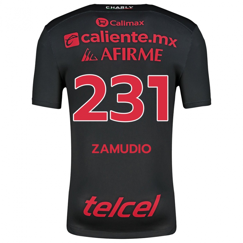 Niño Camiseta Irwin Zamudio #231 Negro Rojo 1ª Equipación 2024/25 La Camisa México