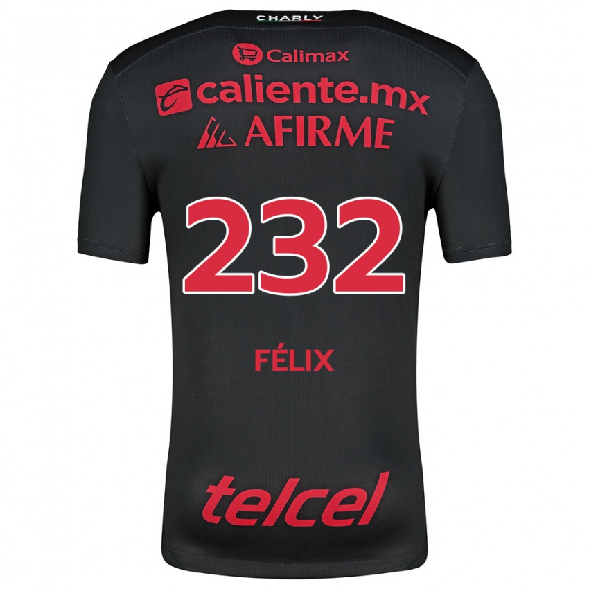 Niño Camiseta Erick Félix #232 Negro Rojo 1ª Equipación 2024/25 La Camisa México