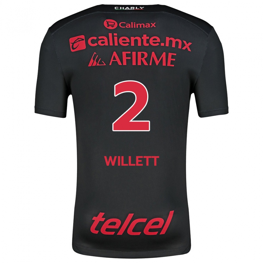 Niño Camiseta Adyson Willett #2 Negro Rojo 1ª Equipación 2024/25 La Camisa México