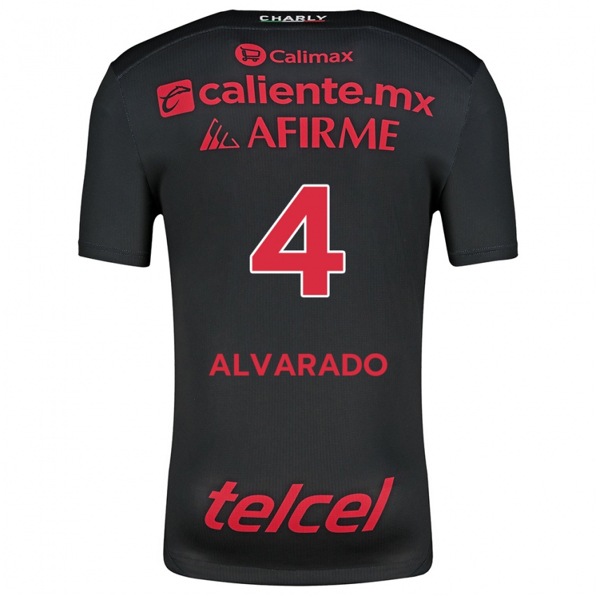 Niño Camiseta Mónica Alvarado #4 Negro Rojo 1ª Equipación 2024/25 La Camisa México