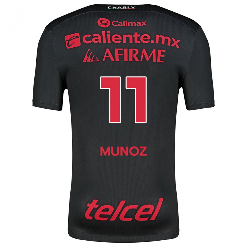 Niño Camiseta Sanjuana Muñoz #11 Negro Rojo 1ª Equipación 2024/25 La Camisa México