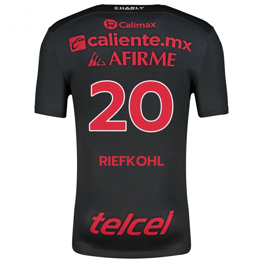 Niño Camiseta Luciana Riefkohl #20 Negro Rojo 1ª Equipación 2024/25 La Camisa México