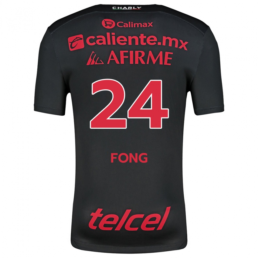 Niño Camiseta Michel Fong #24 Negro Rojo 1ª Equipación 2024/25 La Camisa México