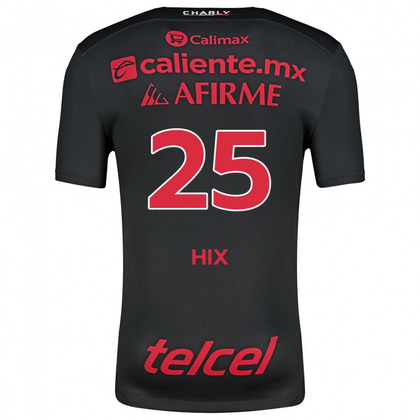 Niño Camiseta Angelina Hix #25 Negro Rojo 1ª Equipación 2024/25 La Camisa México