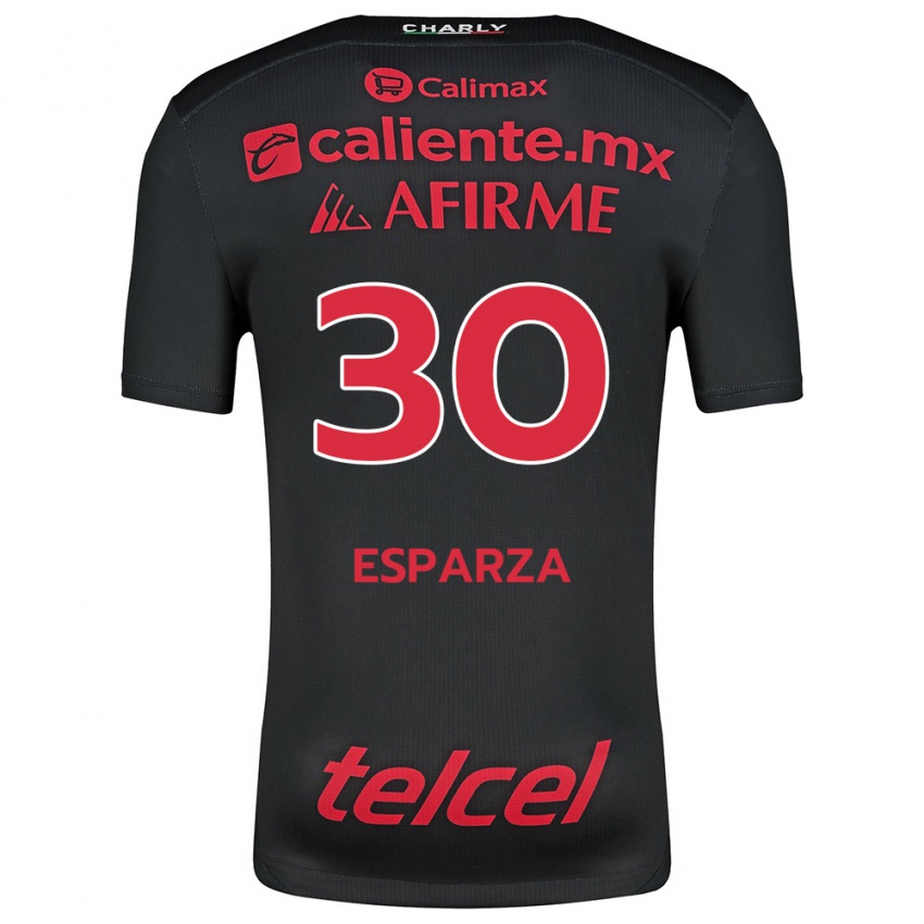 Niño Camiseta Litzy Esparza #30 Negro Rojo 1ª Equipación 2024/25 La Camisa México