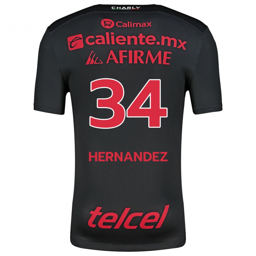 Niño Camiseta Kimberly Hernández #34 Negro Rojo 1ª Equipación 2024/25 La Camisa México