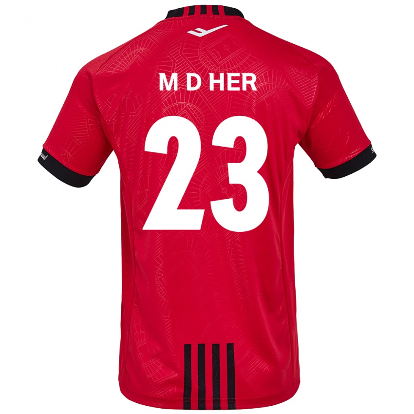 Niño Camiseta Dong-Min Her #23 Negro Rojo 1ª Equipación 2024/25 La Camisa México