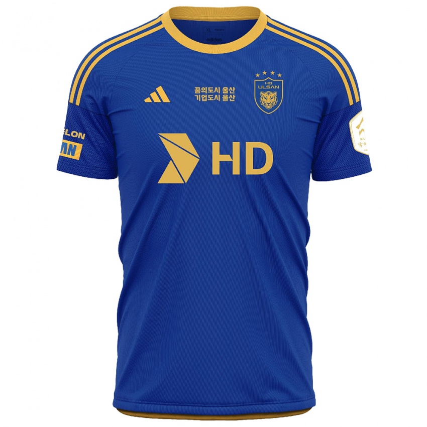 Niño Camiseta Min-Hyuk Kim #22 Azul Amarillo 1ª Equipación 2024/25 La Camisa México