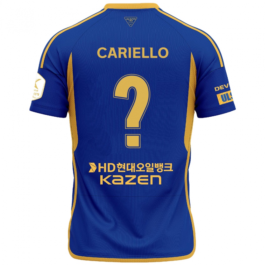 Niño Camiseta Yago Cariello #0 Azul Amarillo 1ª Equipación 2024/25 La Camisa México