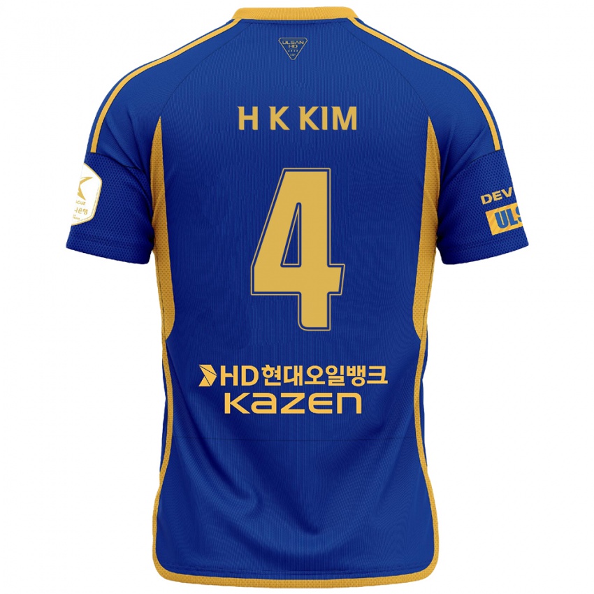 Niño Camiseta Kee-Hee Kim #4 Azul Amarillo 1ª Equipación 2024/25 La Camisa México