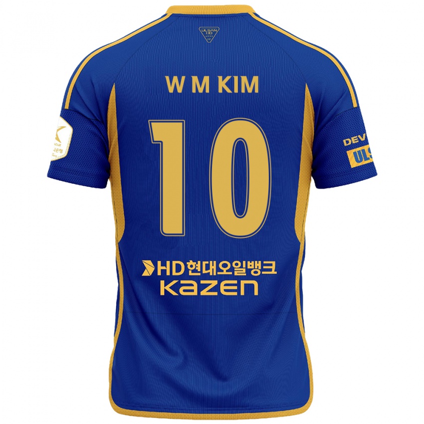 Niño Camiseta Min-Woo Kim #10 Azul Amarillo 1ª Equipación 2024/25 La Camisa México