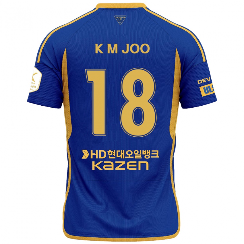 Niño Camiseta Min-Kyu Joo #18 Azul Amarillo 1ª Equipación 2024/25 La Camisa México