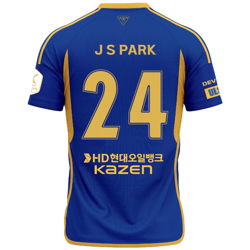 Niño Camiseta Sang-Jun Park #24 Azul Amarillo 1ª Equipación 2024/25 La Camisa México