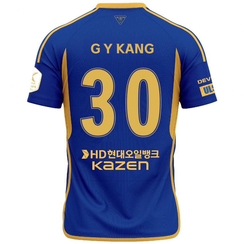 Niño Camiseta Yun-Gu Kang #30 Azul Amarillo 1ª Equipación 2024/25 La Camisa México