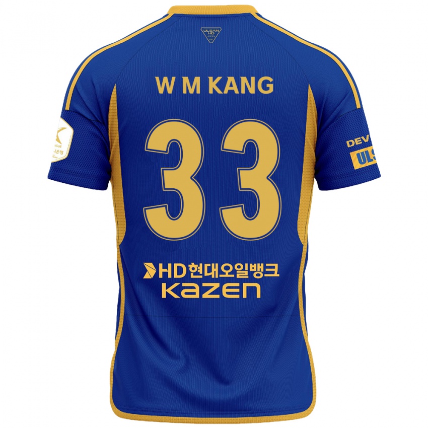 Niño Camiseta Min-Woo Kang #33 Azul Amarillo 1ª Equipación 2024/25 La Camisa México