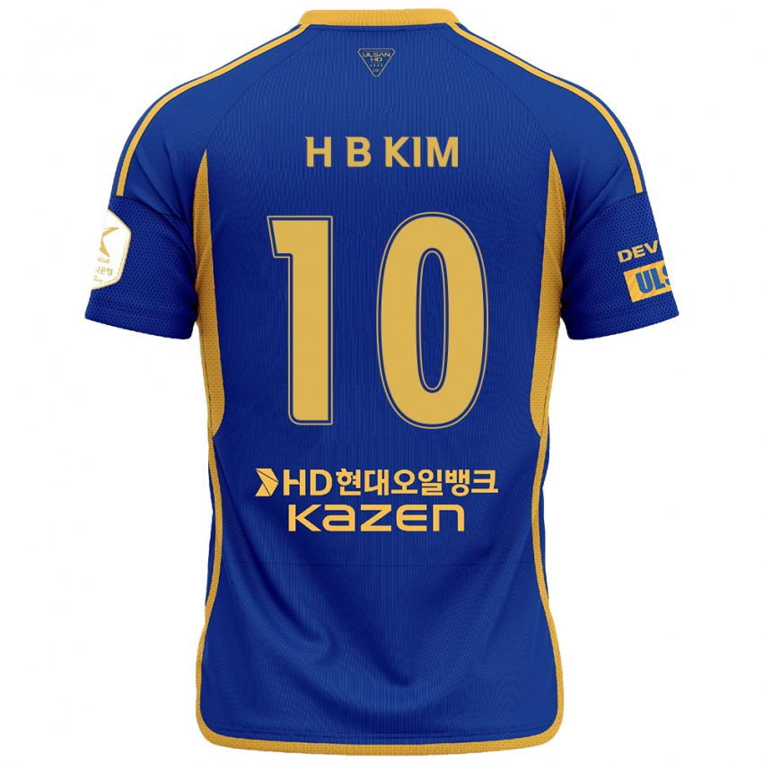 Niño Camiseta Beom-Hwan Kim #10 Azul Amarillo 1ª Equipación 2024/25 La Camisa México