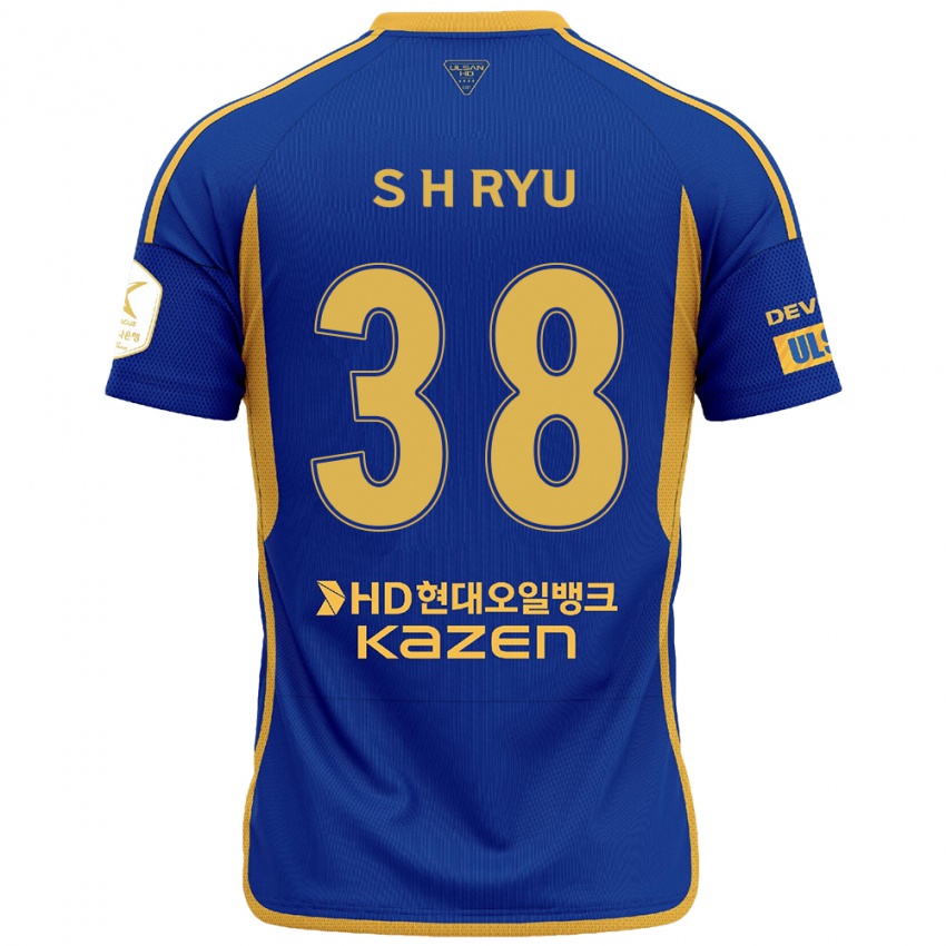 Niño Camiseta Hye-Sung Ryu #38 Azul Amarillo 1ª Equipación 2024/25 La Camisa México