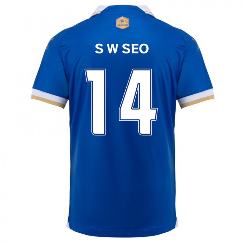 Niño Camiseta Woo-Seong Seo #14 Azul Blanco 1ª Equipación 2024/25 La Camisa México