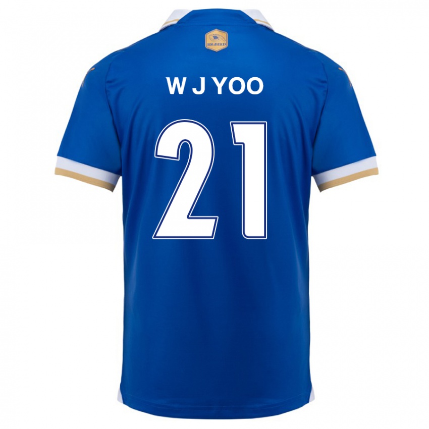 Niño Camiseta Jin-Wook Yoo #21 Azul Blanco 1ª Equipación 2024/25 La Camisa México