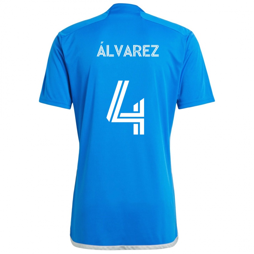 Niño Camiseta Fernando Álvarez #4 Azul Blanco 1ª Equipación 2024/25 La Camisa México