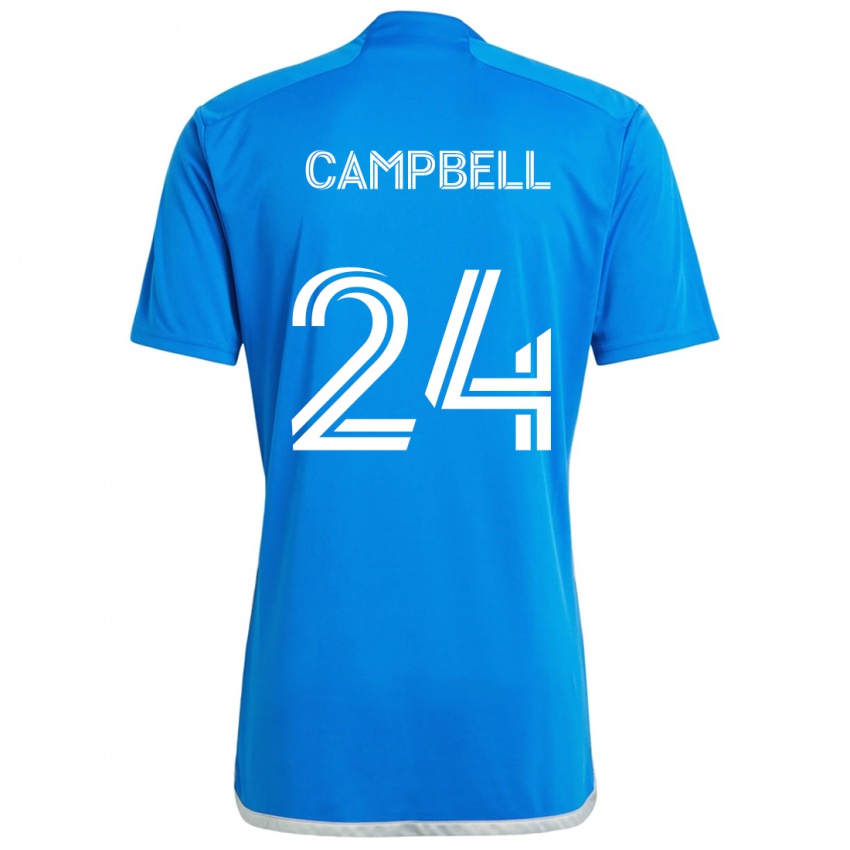 Niño Camiseta George Campbell #24 Azul Blanco 1ª Equipación 2024/25 La Camisa México