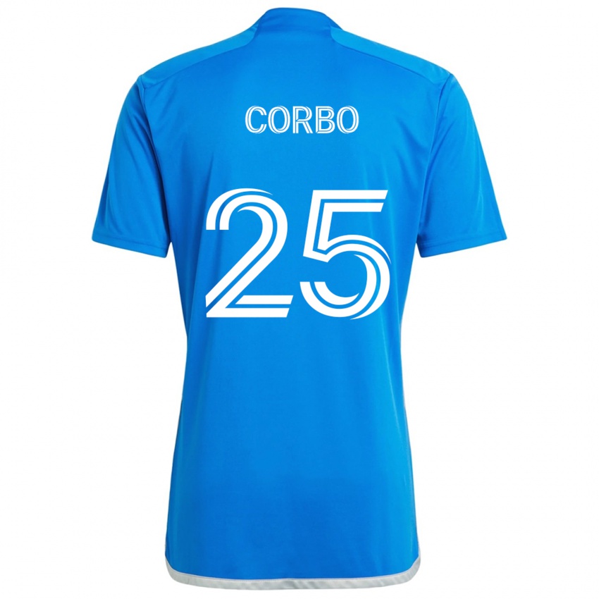 Niño Camiseta Gabriele Corbo #25 Azul Blanco 1ª Equipación 2024/25 La Camisa México