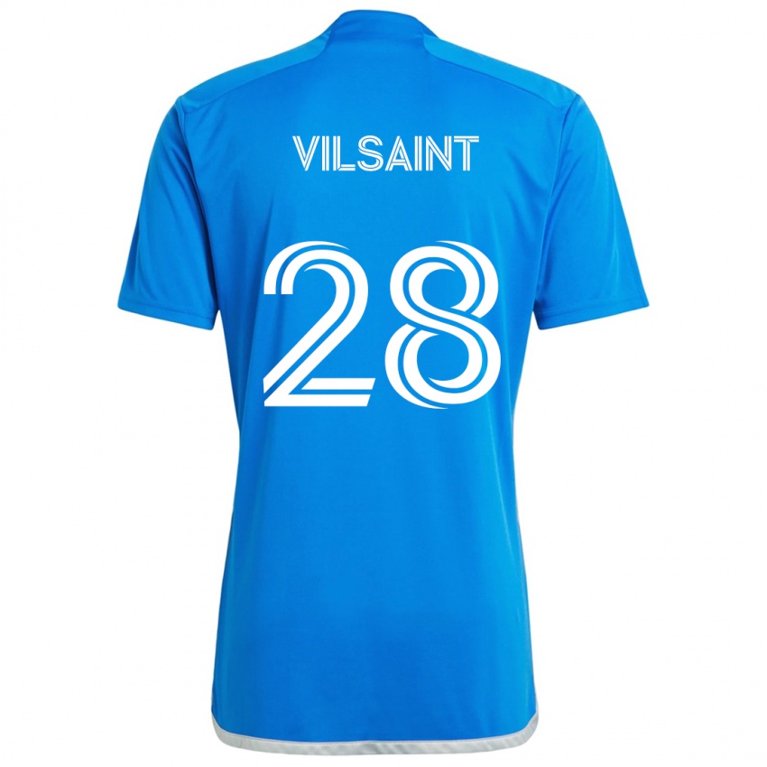 Niño Camiseta Jules-Anthony Vilsaint #28 Azul Blanco 1ª Equipación 2024/25 La Camisa México