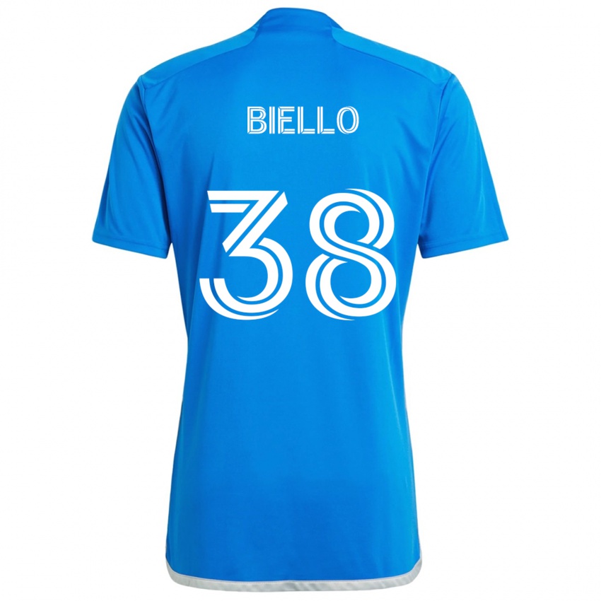 Niño Camiseta Alessandro Biello #38 Azul Blanco 1ª Equipación 2024/25 La Camisa México