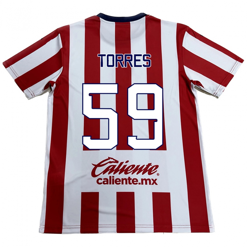 Niño Camiseta Christian Torres #59 Rojo Blanco 1ª Equipación 2024/25 La Camisa México